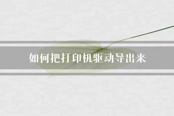 如何把打印机驱动导出来？